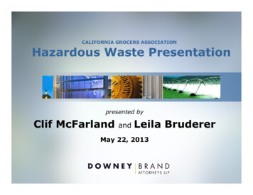 CALIFORNIA GROCERS ASSOCIATION Hazardous Waste Presentation