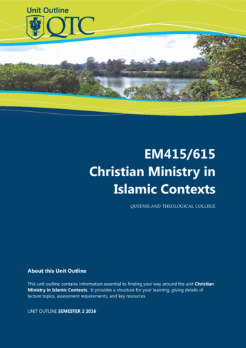 EM415/615 Christian Ministry In Islamic Contexts