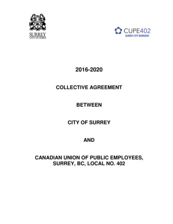 COLLECTIVE AGREEMENT Draft Of Updates - CUPE Local 402