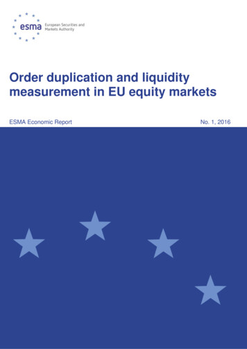 Order Duplication And Liquidity Measurement In EU Equity .