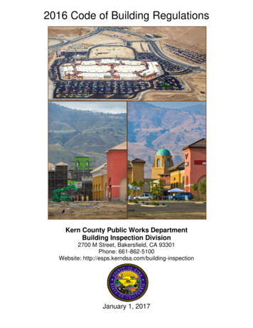 2016 Code Of Building Regulations - Kern County 