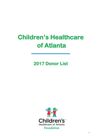Donor List - Children's Healthcare Of Atlanta At Egleston