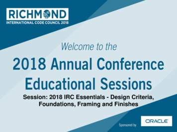 Session: 2018 IRC Essentials - Design Criteria .