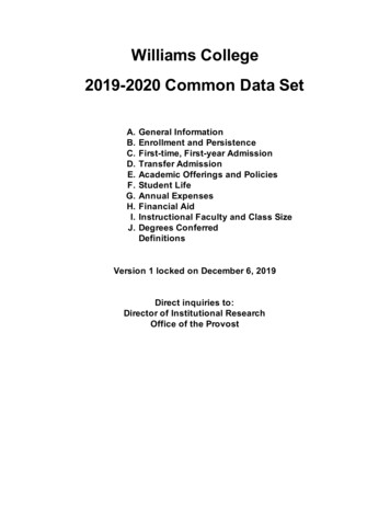 Williams College 2019-2020 Common Data Set