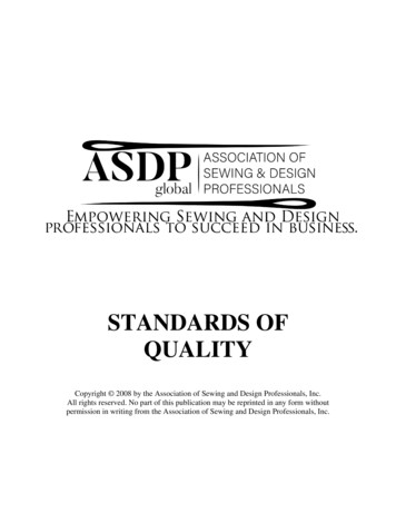 STANDARDS OF QUALITY - Association Of Sewing And 