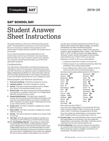 2019-20 SAT School Day Student Answer Sheet Instructions .