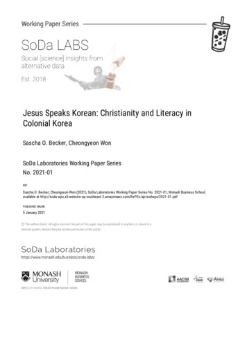 Jesus Speaks Korean: Christianity And Literacy In Colonial .