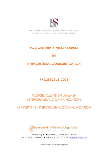 Postgraduate Programmes In Intercultural Communication Prospectus 2021