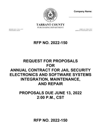 Rfp No. 2022-150 Request For Proposals For Annual Contract For Jail .