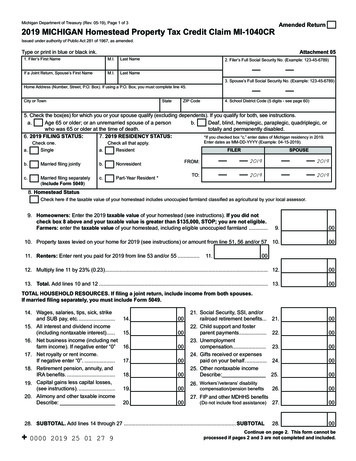 Amended Return 2019 MICHIGAN Homestead Property Tax Credit Claim MI-1040CR