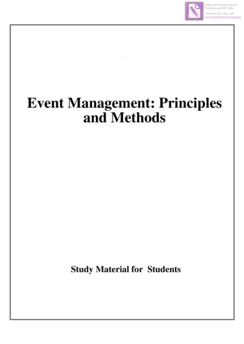 Event Management: Principles And Methods