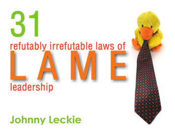 31 Refutably Irrefutable Laws Of Lame Leadership Johnny .