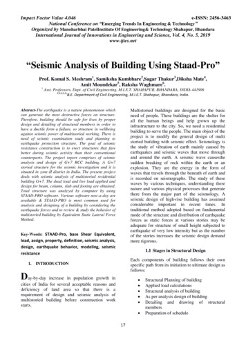 Seismic Analysis Of Building Using Staad-Pro