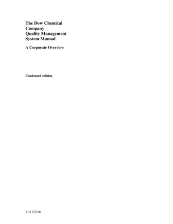 The Dow Chemical Company Quality Management System Manual