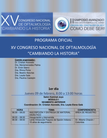 PROGRAMA OFICIAL XV CONGRESO NACIONAL DE OFTALMOLOGÌA - Pagina Portal