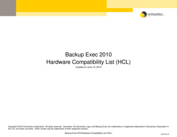 Backup Exec 2010Hardware Compatibility List (HCL)