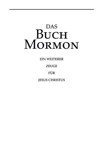 DAS Buch Mormon - The Church Of Jesus Christ Of 