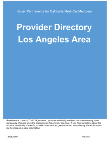 Provider Directory Los Angeles Area