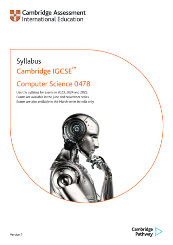 Syllabus Cambridge IGCSE Computer Science 0478