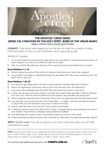 THE APOSTLES’ CREED SERIES : CONCEIVED BY THE HOLY 