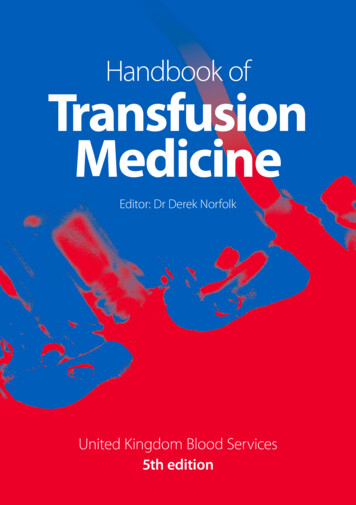 Handbook Of Transfusion Medicine