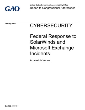 GAO-22-104746, Accessible Version, Cybersecurity: Federal Response To .