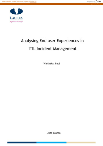 Analysing End User Experiences In ITIL Incident Management - CORE