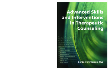 Advanced Skills And Interventions In Therapeutic Counseling