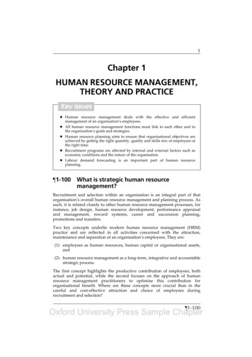Chapter 1 HUMAN RESOURCE MANAGEMENT, THEORY AND 