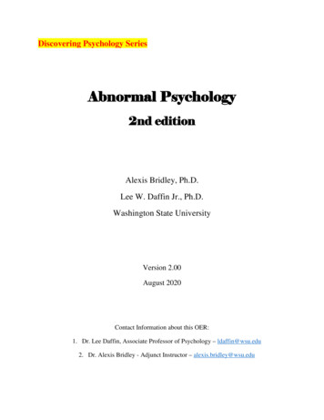 Abnormal Psychology - Washington State University