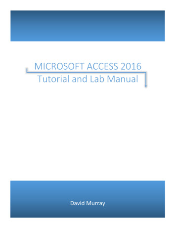 MICROSOFT ACCESS 2016 Tutorial And Lab Manual