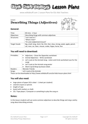Lesson: Describing Things (Adjectives) - ESL KidStuff