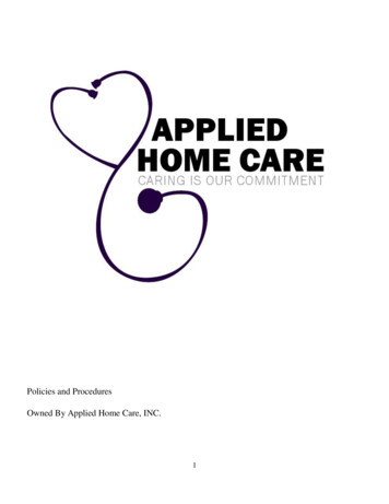 Policies And Procedures Owned By Applied Home Care, INC.