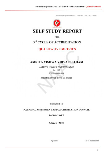 Self-Study Report Of AMRITA VISHWA VIDYAPEETHAM .