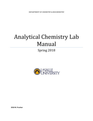 Analytical Chemistry Lab Manual - La Salle University