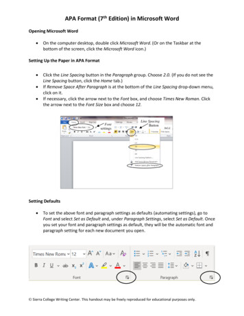 APA Format (7th Edition) In Microsoft Word