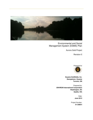 Environmental And Social Management System (ESMS) Plan