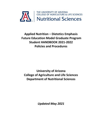 Applied Nutrition - Dietetics Emphasis Future Education Model Graduate .