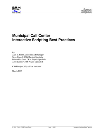 Municipal Call Center Interactive Scripting Best Practices