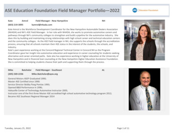 ASE Education Foundation Field Manager Portfolio—2022