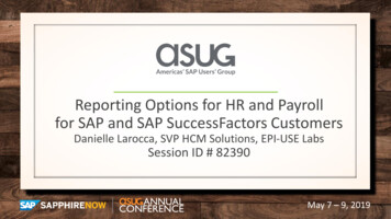 Reporting Options For HR And Payroll For SAP And SAP . - ASUG