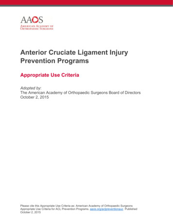 Anterior Cruciate Ligament Injury Prevention Programs - AAOS