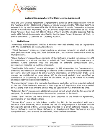Automation Anywhere End User License Agreement