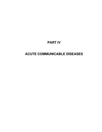 Communicable Diseases Manual - Department Of Public Health