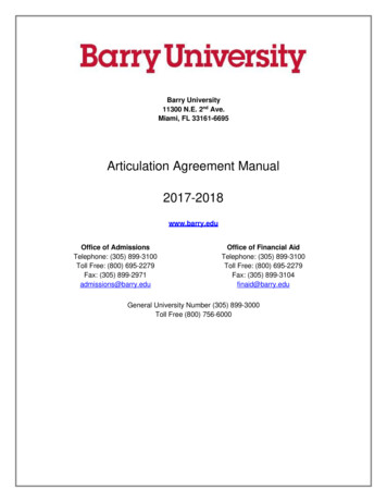 Barry University Articulation Manual 2017-2018