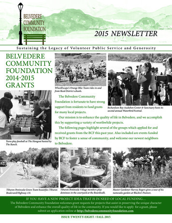 2015 NEWSLETTER - Belvederecommunityfoundation 