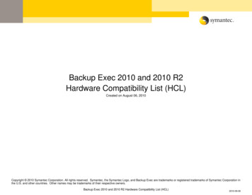 Backup Exec 2010 And 2010 R2 Hardware Compatibility List 