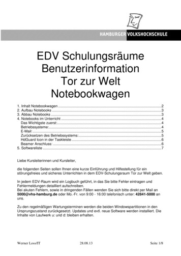 EDV Schulungsräume Benutzerinformation Tor Zur Welt . - VHS Hamburg