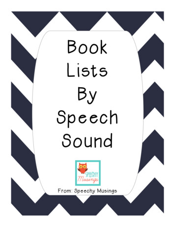 Book Lists By Speech Sound - Community Unit School .