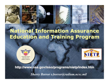 National Information Assurance Education And Training 